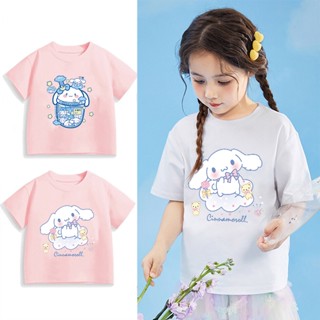 Kawaii Cinnamoroll เสื้อยืด ลายการ์ตูนเจ้าหญิงน่ารัก ของขวัญ สําหรับเด็กผู้หญิง