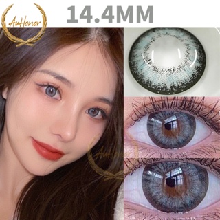 Auhonor【ใหม่】คอนแทคเลนส์ สีเทา 14.4 มม. สีดํา สีเทา 2 ชิ้น พร้อมพาวเวอร์ ( 0~8.00) 1 คู่