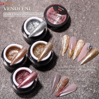 สีเจลแฟลช Vendeeni New Nail Oil Glue Set Fine Flash Platinum Glue Sketch Edge Metal Glue Fine Powder Four-colour Glue veemm