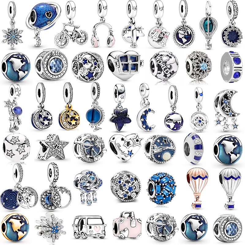 จี้ลูกปัด รูปดาว ดวงจันทร์ นักบินอวกาศ เครื่องประดับ สําหรับผู้หญิง และเด็ก