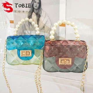 TOBIE กระเป๋าถือ เนื้อเจลลี่ใส ทรงสี่เหลี่ยม ขนาดเล็ก สวยหรู คุณภาพสูง สําหรับผู้หญิง