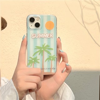 เคสโทรศัพท์มือถือ ซิลิโคน กันกระแทก ลายต้นมะพร้าว แฟชั่นฤดูร้อน สําหรับ Iphone 12 11 13 14 PRO MAX 14 13ProMax 12 13pro 11 14pro