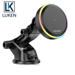 Luken Essager RGB ที่วางโทรศัพท์ในรถ แบบแม่เหล็ก Qi 15W ที่ชาร์จไร้สายในรถ สําหรับ iPh 14 13 Pro Max Samsung ที่วางโทรศัพท์ สากล