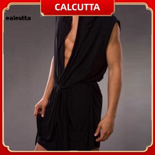 [calcutta] เสื้อคลุมอาบน้ํา แขนกุด มีฮู้ด สีพื้น เป็นมิตรกับผิวหนัง สําหรับผู้ชาย