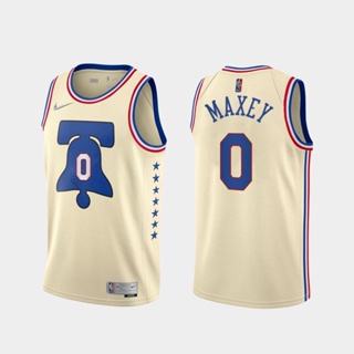 เสื้อกีฬาบาสเก็ตบอล NBA Philadelphia 76ers แบบกดความร้อน สําหรับผู้ชาย #0 เสื้อกีฬาแขนสั้น ลายทีม Maxey Swingman สไตล์เรโทร 466941