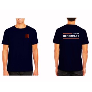 HOT เสื้อยืดพิมพ์ลาย SAVE OUR DEMOCRACY สีกรม สนับสนุนพรรคก้าวไกล