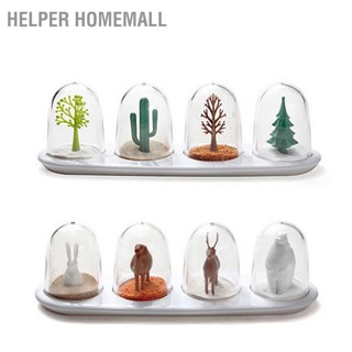  Helper HomeMall ภาชนะเก็บเครื่องปรุงรส 4 ชิ้นนวัตกรรมการออกแบบที่น่ารักเครื่องปรุงรสปั่นครัวขวดเครื่องเทศชุดสำหรับบ้าน