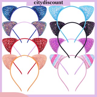 &lt;citydiscount&gt;  ที่คาดผม กันลื่น ประดับเลื่อม กลิตเตอร์ ลายการ์ตูนหูแมว สีแคนดี้ สไตล์เจ้าหญิง สําหรับเด็กผู้หญิง