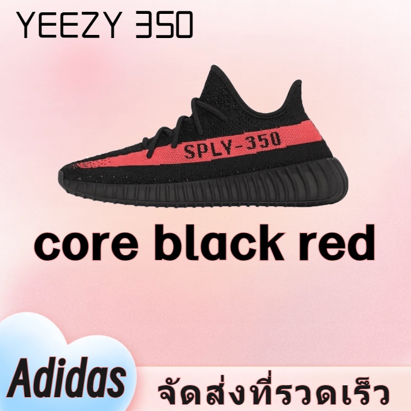 Adidas Originals Yeezy boost 350 v2 core black red รองเท้าผ้าใบระบายอากาศสำหรับ