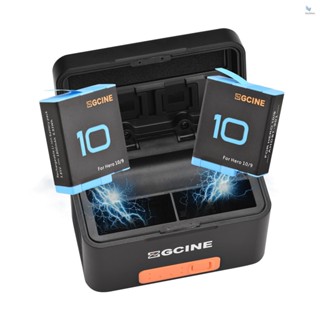 {fash} Zgcine PS-G10 เคสชาร์จแบตเตอรี่กล้องไร้สาย 5200mAh พร้อมพอร์ต Type-C 1800mAh แบบเปลี่ยน สําหรับ GoPro Hero 2 ชิ้น