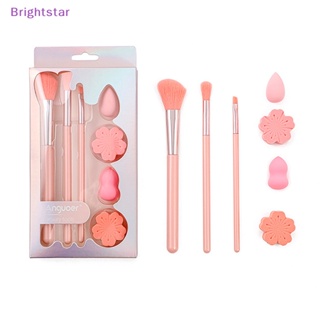 Brightstar ชุดแปรงแต่งหน้า 7 ชิ้น ด้ามจับสีชมพู สําหรับแต่งเครื่องสําอาง อายไลเนอร์ ลิป ใหม่