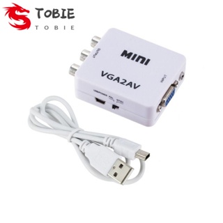 Tobie อะแดปเตอร์แปลง VGA เป็น AV อินพุต VGA เอาท์พุต AV Plug and Play HD 1080P VGA2AV สําหรับเกมคอนโซล เน็ตบุ๊ก กล่องทีวี DVD โปรเจคเตอร์ ทีวี มอนิเตอร์