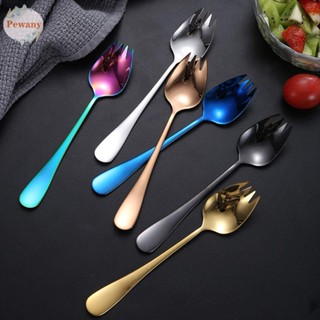 PEWANY Spork ช้อนสเตนเลส ใช้ซ้ําได้ สําหรับตั้งแคมป์ ขนมหวาน ผลไม้