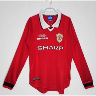 เสื้อกีฬาแขนยาว ลายทีมชาติฟุตบอล Manchester United 99-00 ชุดเหย้า สไตล์วินเทจ