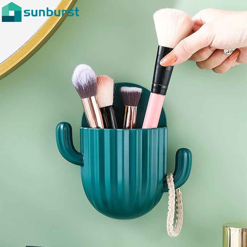 กล่องเก็บแปรงสีฟัน แบบมีกาวในตัว / ชั้นเก็บเครื่องประดับเครื่องสําอาง โทรศัพท์มือถือ / กล่องเก็บแคคตัส แบบติดผนัง ไม่ต้องเจาะผนัง พร้อมตะขอ / ชั้นวางของ จัดระเบียบบ้าน อเนกประสง