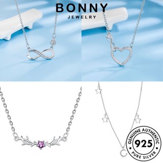 BONNY JEWELRY ผู้หญิง มอยส์ซาไนท์ไดมอนด์ Silver จี้ เกาหลี สร้อยคอ 925 เงิน แฟชั่น ต้นฉบับ แท้ เครื่องประดับ เรียบง่าย เครื่องประดับ M048