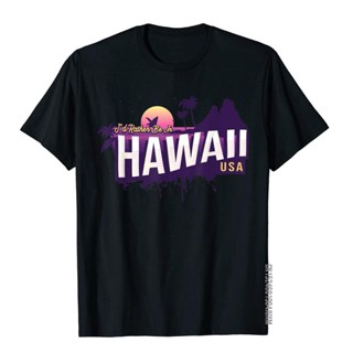 เสื้อยืด พิมพ์ลาย Id Rather Be In Hawaii Usa Hawaiian Sunset สําหรับผู้ชาย