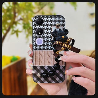 high-grade Skin-friendly feel Phone Case For Honor Play40 5G Solid color Black pearl pendant Liquid silicone shell