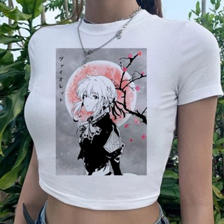 เสื้อครอปท็อป Violet Evergarden trashy fairy grunge สไตล์วินเทจ 90s สําหรับผู้หญิง