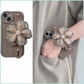 เคสโทรศัพท์มือถือ ซิลิโคนนิ่ม ลายดอกไม้ พร้อมสายคล้องข้อมือ สําหรับ Apple Iphone 14 13 12 11 14promax 11promax X Xsmax Xs 7 8p