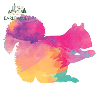 Earlfamily สติกเกอร์ ลายกระรอก สีน้ํา 13 ซม. x 13 ซม. สําหรับตกแต่งรถยนต์ แล็ปท็อป หน้าต่าง รถตู้