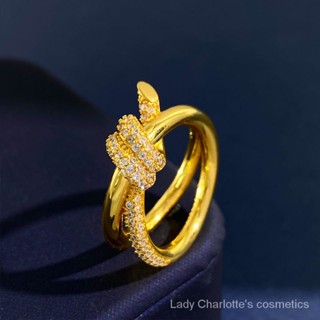 [0715]SDY Knot Bends and Hitches Ring Gu Ailing Song Qian Same Style Special-Interest Design Affordable Luxury Fashion Diamond-Embedded Double Ring Twisted Ring Female Sweet Cool S