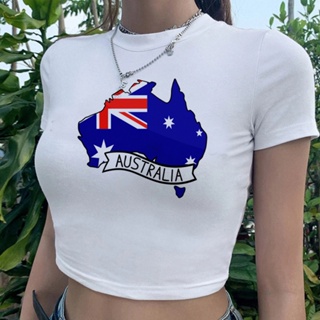 เสื้อยืด เสื้อครอปท็อป ลาย Australia goth fairy grunge 90s สไตล์วินเทจ 2000s