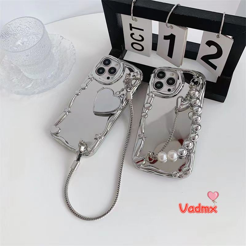 เคสโทรศัพท์มือถือ ลายดาว ประดับมุก วิบวับ พร้อมสายคล้องมือ สีเงิน สําหรับ Vivo V27 Pro V27E V23 V20 Pro V23E V21 V21S X90 X80 X70 Pro X60 Y75 4G