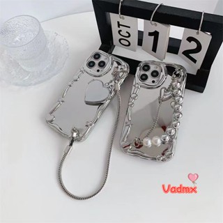 เคสโทรศัพท์มือถือ ลายดาว หัวใจ ประดับมุก วิบวับ สีเงิน พร้อมสายคล้องมือ สําหรับ Vivo Y52S Y19 Y5S Y33S Y33E 5G Y16 4G Y02S Y12A Y11S Y12A Y20T Y20A Y20 Y20i Y20S Y12 Y11 Y17 Y15 Y13