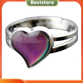 Beststore|  เครื่องประดับผู้หญิง แหวนเปลี่ยนสีตามอุณหภูมิ รูปหัวใจ ประดับเพชรเทียม