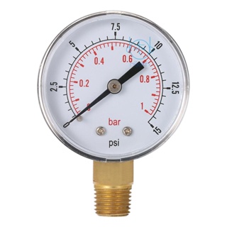 [mjia] เครื่องวัดความดันไฮดรอลิค มาโนมิเตอร์ 50 มม. 0~15psi 0~1bar เกลียว NPT 1/4 นิ้ว