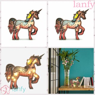 Lanfy ของเล่นไม้ รูปยูนิคอร์น 3D 5 ชั้น แฮนด์เมด สําหรับตกแต่งห้องนอน