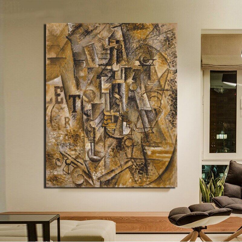 Pablo Picasso Still Life พร้อมขวด Rum ภาพวาดบนผ้าใบสำหรับห้องนั่งเล่น ตกแต่งบ้านด้วยงานศิลปะสมัยใหม่