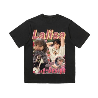 เสื้อยืดลําลอง ผ้าฝ้าย แขนสั้น คอกลม พิมพ์ลาย Kpop BLACKPINK LISA สไตล์ฮิปฮอป สําหรับผู้ชาย และผู้หญิง