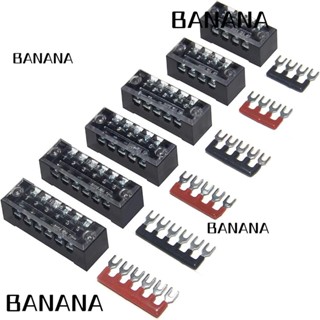 Banana1 บล็อกเทอร์มินัล แถวคู่ พร้อมฝาครอบ แถบกั้นจัมเปอร์ 4 5 6 ตําแหน่ง 600V 15A สีดํา แดง สําหรับวิศวกรรม 6 ชุด