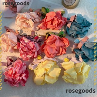 Rosegoods1 ต่างหูเรซิ่น รูปดอกไม้ ประดับโบว์ ขนาดใหญ่ หลากสี เครื่องประดับ สําหรับผู้หญิง