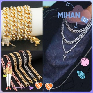 ☼MIHAN☼ 12mm Width Link Chain Women Men Inlaid Rhinestone Necklace Luxury Shiny New Fashion Necklace Diamond Hip Hop