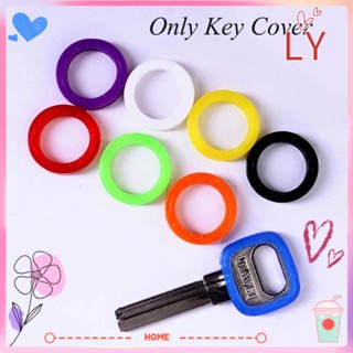 LY 8pc/set Hollow Topper Key Holder  Silicone Keyring Rings  Key Cap Covers  Elastic Fashion Bag Organizer  Random Colors  Key Case