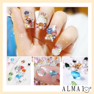 Alma ขวดคริสตัลใส AB 3D สําหรับตกแต่งเล็บ DIY