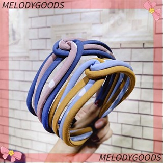 Melodg ที่คาดผม ลายจุด เครื่องประดับผม จับคู่สี ที่คาดผม ไม้กางเขน ใหม่ ที่คาดผม เกาหลี ผ้าคาดผม