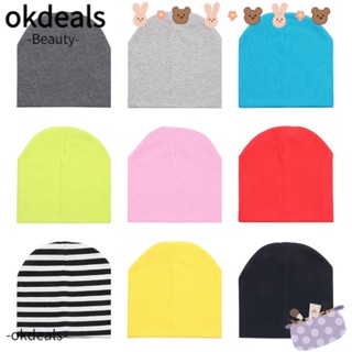 OKDEALS หมวกผ้าฝ้ายถัก ผ้าโพกหัว มงกุฎ สีสันสดใส สําหรับเด็กทารก