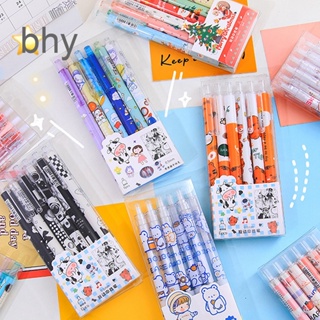 Bhy ปากกาเจล 0.5 มม. พิมพ์ลายการ์ตูนสัตว์น่ารัก สําหรับโรงเรียน 6 ชิ้น ต่อกล่อง