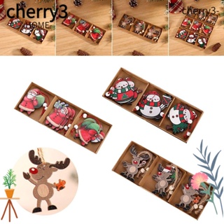 Cherry3 จี้ไม้แขวน รูปการ์ตูนซานตาคลอส 9 ชิ้น สําหรับตกแต่งปาร์ตี้คริสต์มาส