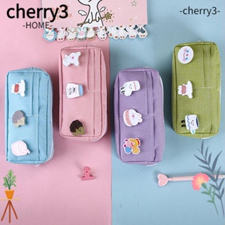 Cherry3 กระเป๋าดินสอ ผ้าแคนวาส ลายสัตว์น่ารัก สําหรับเด็กผู้หญิง นักเรียน