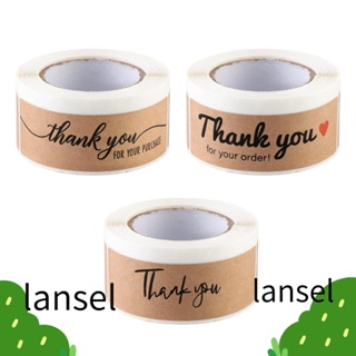 Lansel สติกเกอร์ฉลากกระดาษคราฟท์ ลาย Thank You For Your Order ทรงสี่เหลี่ยมผืนผ้า ขนาด 3x1 นิ้ว แฮนด์เมด สําหรับตกแต่งซองจดหมาย ของขวัญ 120 ชิ้น ต่อม้วน