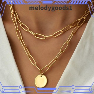 Melodygoods1 สร้อยคอโชคเกอร์ โลหะผสม ทรงกลม ปรับได้ สีทอง สีเงิน สไตล์วินเทจ สําหรับผู้หญิง 2 ชิ้น