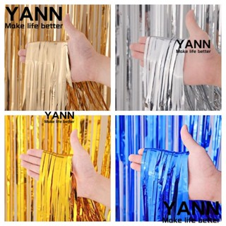 YANN1 ผ้าม่านฟอยล์ เมทัลลิก กลิตเตอร์ 4 สี สําหรับตกแต่งปาร์ตี้ 3 แพ็ค