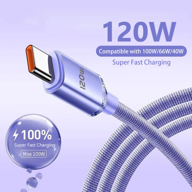 120w Super Fast สายชาร์จ 6A สาย USB Type C Data Wire USB C Super Charge สําหรับ Xiaomi Huawei Oneplus