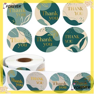 FOREVER สติกเกอร์ฉลาก ลาย Thank You สีเขียว สําหรับติดตกแต่งเครื่องเขียน จํานวน 2 ม้วน