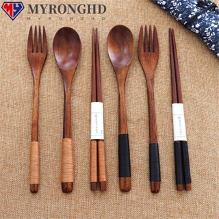 Myronghd ชุดช้อนส้อมตะเกียบ ช้อนส้อม แฮนด์เมด ธรรมชาติ